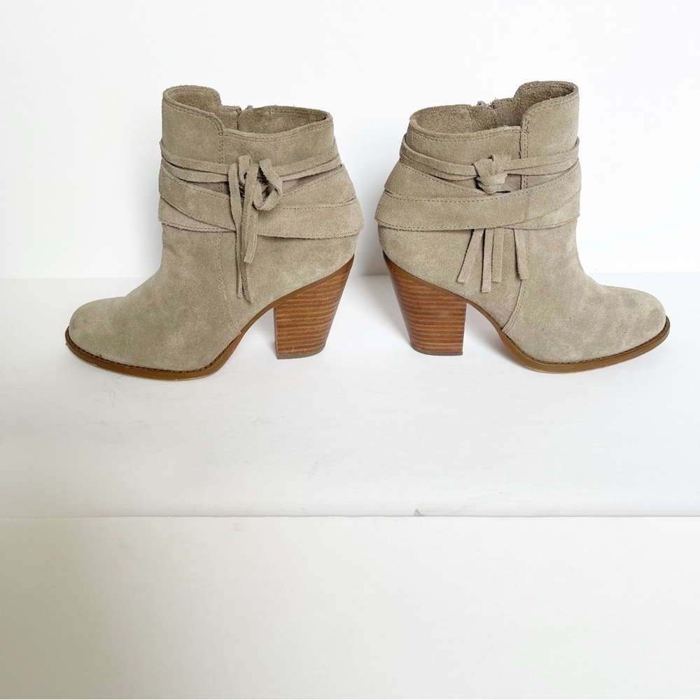 Suede Sole Society Stack heel Ankle Bootie